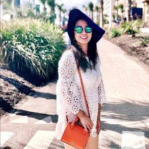 Women white lace romper size S